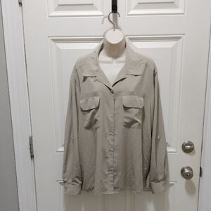 Notations Beige Button-Up Blouse